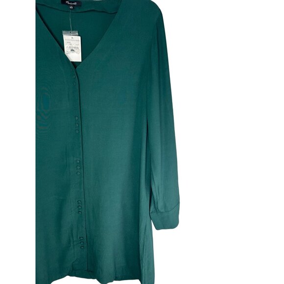 Madewell Womens Smokey Spruce V-Neck Button-Down Novel Dress Long Sleeve Large - Picture 8 of 14